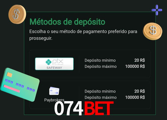O cassino 074bet oferece uma grande variedade de métodos de pagamento